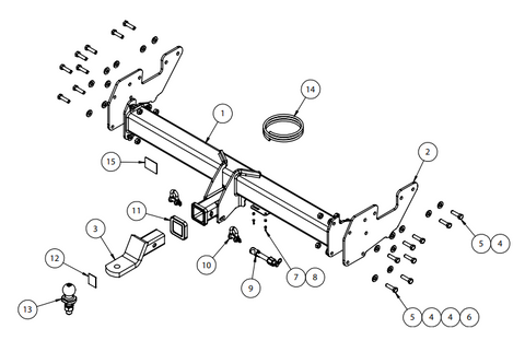 TOWBAR & WIRING KIT HILUX GUN C/CHAS 1/10/15-ON