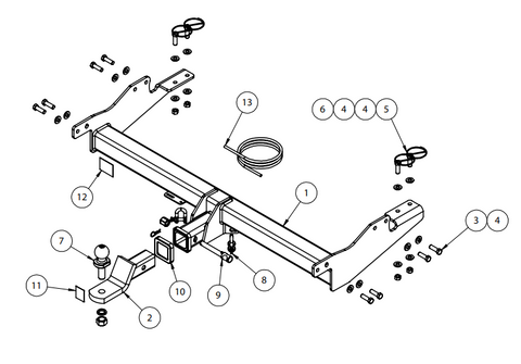 TOWBAR & WIRING KIT FOTON TUNLAND 11/2012 ON