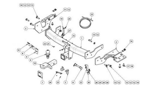 TOWBAR & WIRING KIT HYUN SANTE FE 10/20 - 02/24