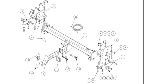 TOWBAR & WIRING KIT LDV T60 SK8C REQ-4837 T=1200