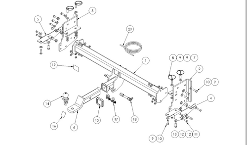 TOWBAR & WIRING KIT LDV T60 SK8C REQ-4837 T=1200