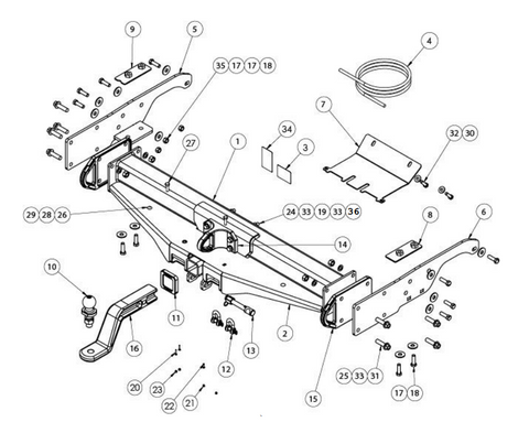 TOWBAR & WIRING KIT FORD RANGER PX  BT-50  XBAR