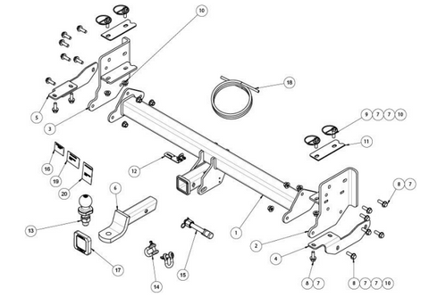 TOWBAR & WIRING KIT LDV T60  MEGA TUB12/19-03/24