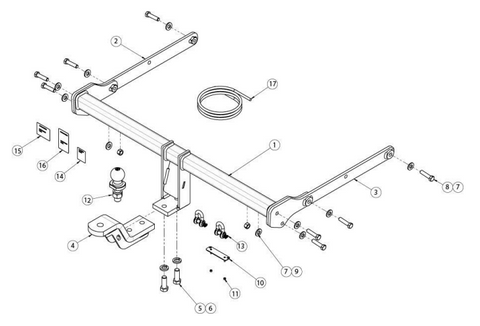 TOWBAR & WIRING KIT MAZDA CX3  1/15 - 2/17 T=1200