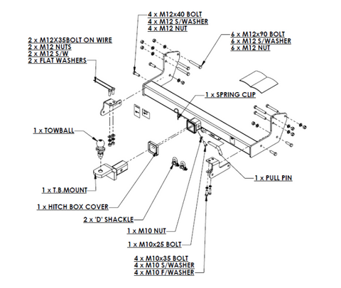 TOWBAR & WIRING KIT MERCEDES VITO  4/04 - 3/15