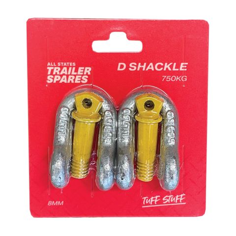 D Shackle 8mm 750kg Galvanised (2 per pack)