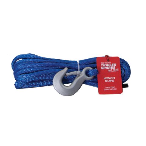 Winch Rope 8 metres with Snap Hook