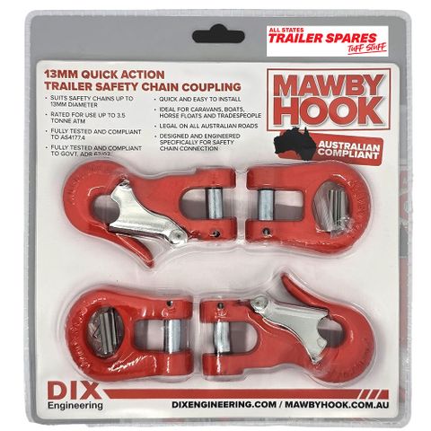 13mm QUICK ACTION TRAILER SAFETY CHAIN COUPLING - PKT 2
