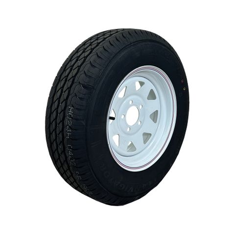 Rim & Tyre 14x6 HT White - 185R14C 850kgs