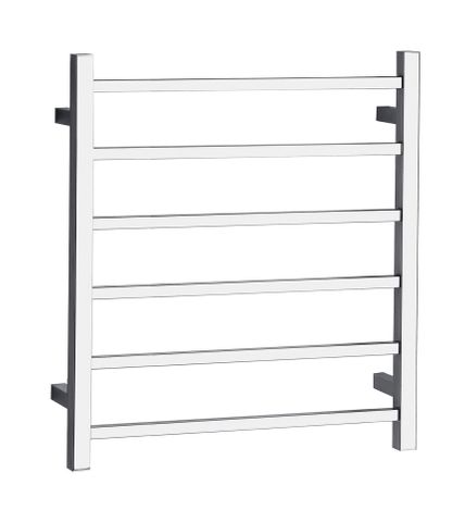 Oskar / Zevio Chrome 6 Bar Square Heated Towel Ladder - Universal Inlet