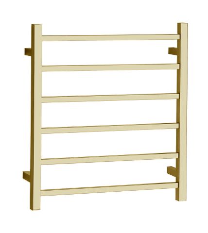 Oskar / Zevio Brushed Gold 6 Bar Square Heated Towel Ladder - Universal Inlet