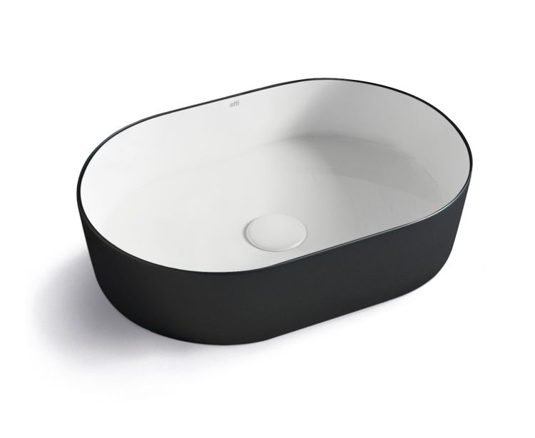 Quay Oval 500x330x120 Matte Black & Gloss White Basin