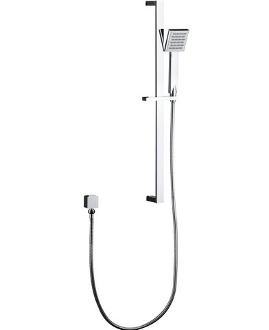 Zevio / Oskar  Chrome Shower Rail with Square Handheld Shower Piece