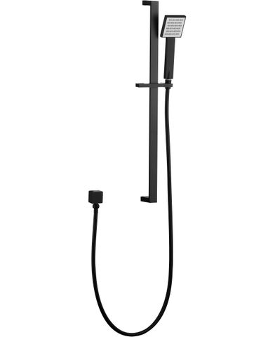 Zevio / Oskar  Black Shower Rail with Square Handheld Shower Piece