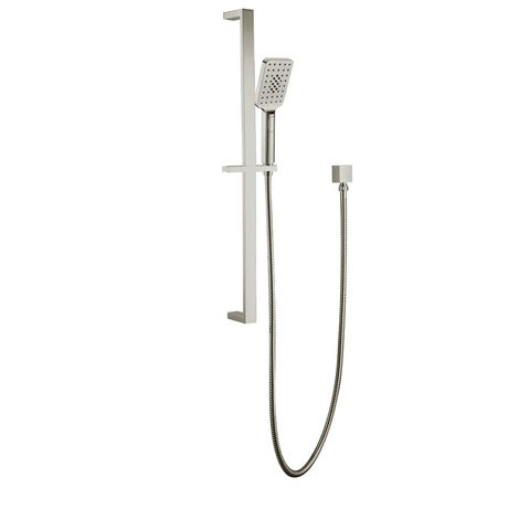 Zevio / Oskar  Brushed Nickel Shower Rail with Square Handheld Shower Piece