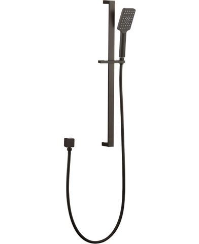 Zevio / Oskar  Gun Metal Shower Rail with Square Handheld Shower Piece