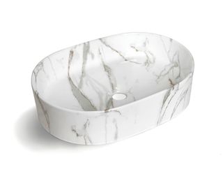 Quay Oval 500x330x120 Gloss Carrara Basin
