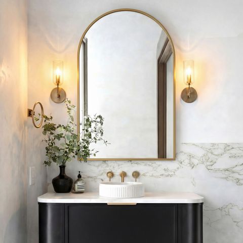 Attica Arched 900mm Brushed Gold Arch Mirror 1011794