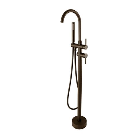 Vetto Gun Metal Floor Standing Mixer Tap With Divertor and Hot/Cold Switch Fully Brass Built