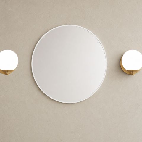 Attica Baia 700mm Matte White Framed Premium Round Mirror 1011708