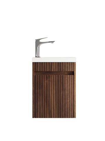 Mini Ensuite Vanity 400mm Walnut Fluted Vanity (with Basin)