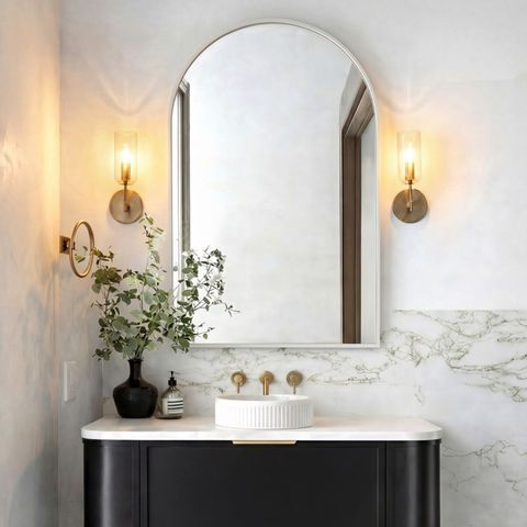 Attica Arched 900mm White Metal Frame Mirror 1011949