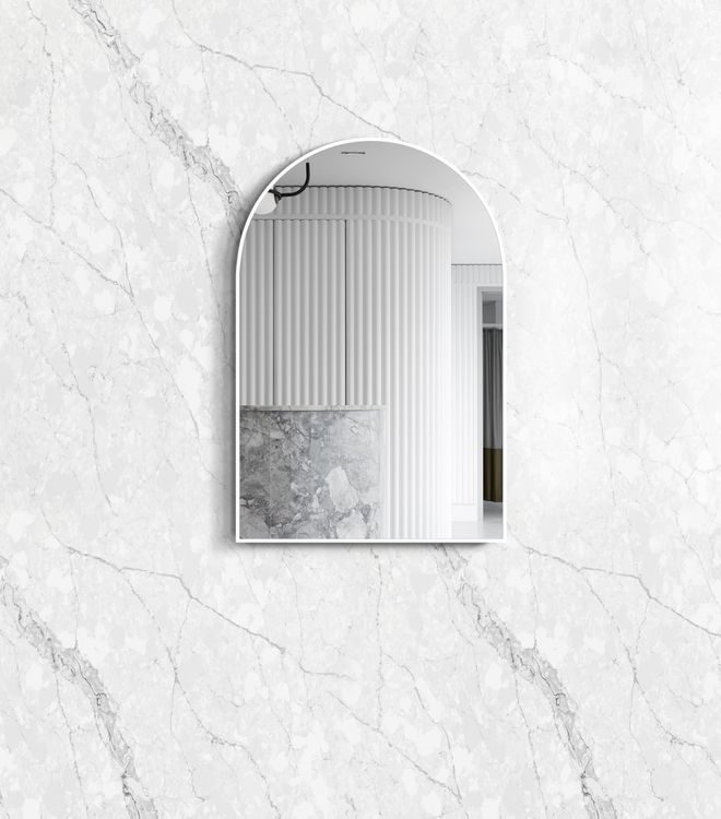 Archie 900(H)x600(W) White Metal Framed Tuffi Mirror