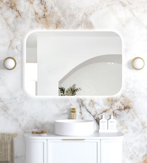 LED Newport 900(H)x600(W) Frameless Tuffi Mirror - Install Horizontal or Vertical