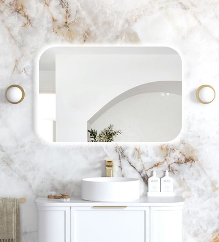 LED Newport 900(H)x600(W) Frameless Tuffi Mirror - Install Horizontal or Vertical