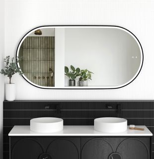 LED Noosa 1500(W)x750(H) Black Metal Frame Mirror- Install Horizontal or Vertical