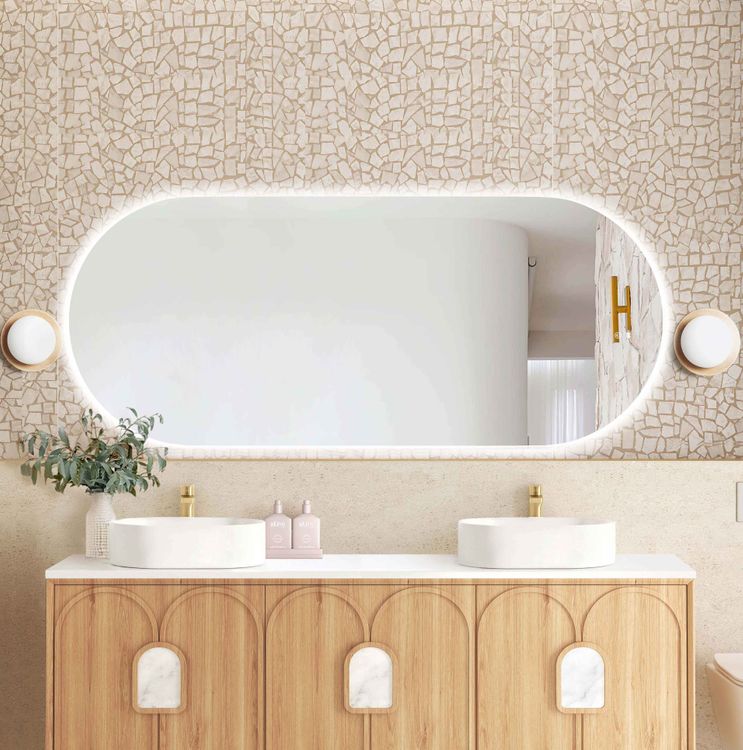 LED Noosa 1800(W)x750(H) Frameless Tuffi Mirror - Install Horizontal or Vertical