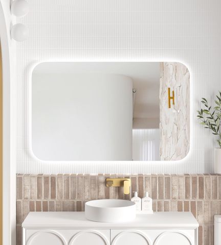 LED Newport 1200(W)x750(H) Frameless Tuffi Mirror - Install Horizontal or Vertical
