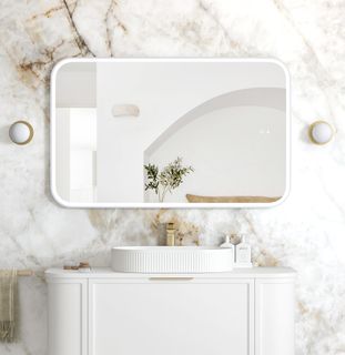 LED Newport 1200(W)x750(H) White Metal Frame Mirror- Install Horizontal or Vertical