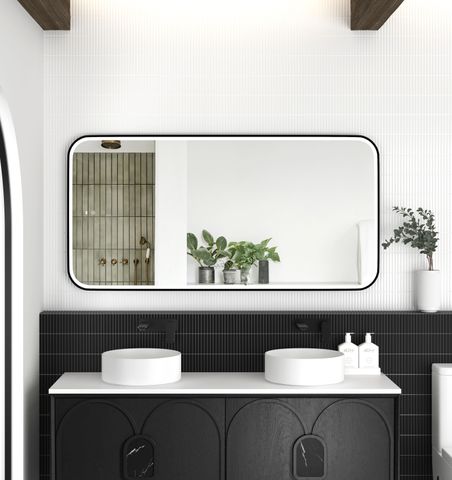 LED Newport 1500(W)x750(H) Black Metal Frame Mirror- Install Horizontal or Vertical