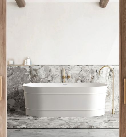 Attica Bondi 1500 Matte White Bath with Overflow