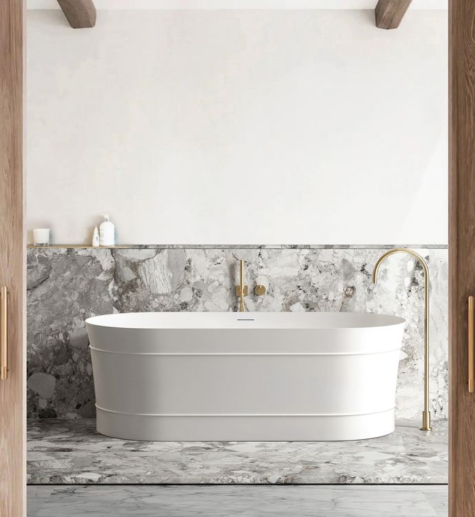 Attica Bondi 1500 Matte White Bath with Overflow
