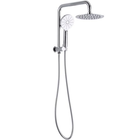 Vetto 200mm Chrome Twin Shower Half Rail Top Inlet Round