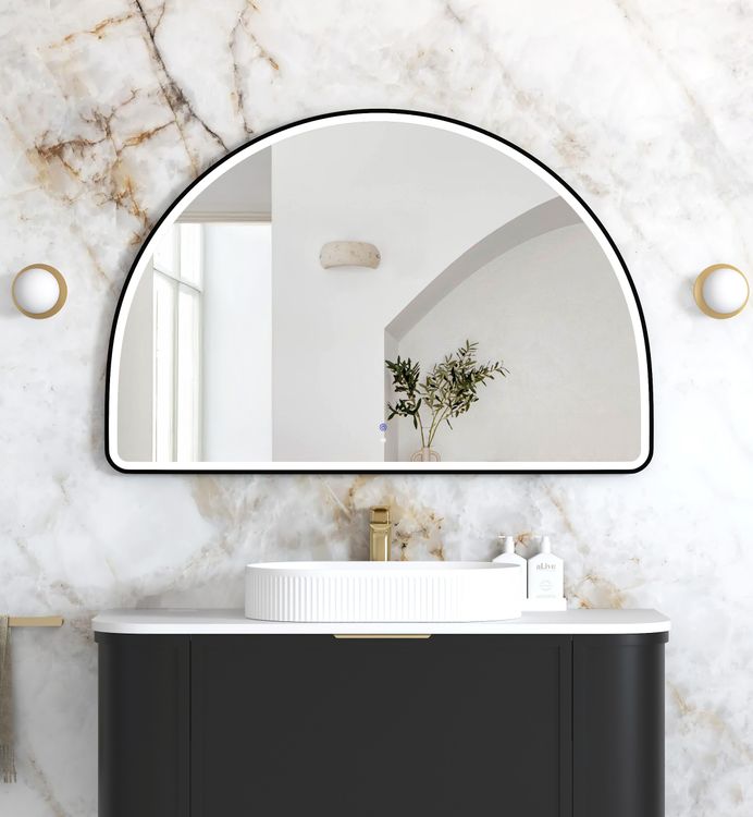 LED Moonlight Archie 800(H)x1200(W) Black Metal Frame Mirror