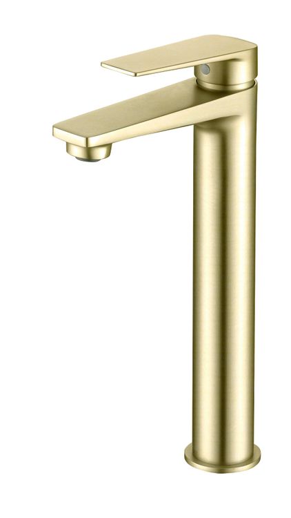 Zevio Lead Free Tall Basin Mixer Brushed Gold