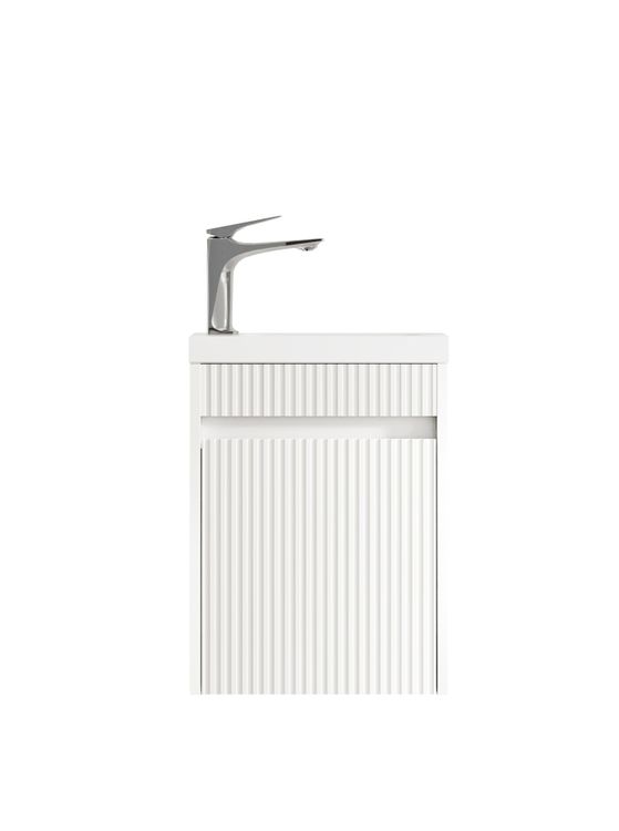Mini Ensuite Vanity 400mm Matte White Fluted Vanity (with Basin)