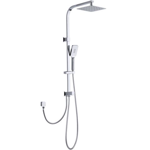 Zevio / Oskar  200mm Chrome Twin Shower On Rail Bottom Inlet Square