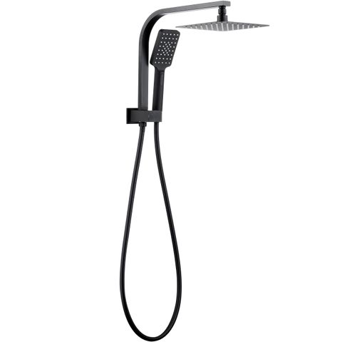 Zevio / Oskar  250mm Matte Black Twin Shower Half Rail Top Inlet Square
