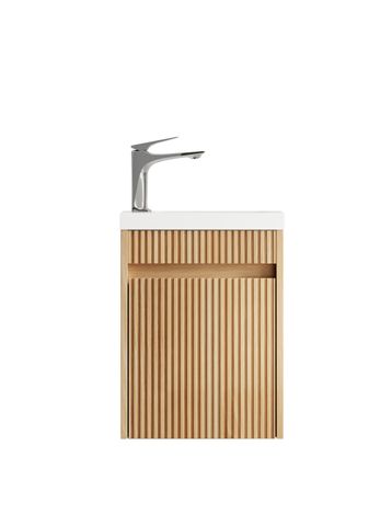 Mini Ensuite Vanity 400mm Woody Oak Fluted Vanity (with Basin)