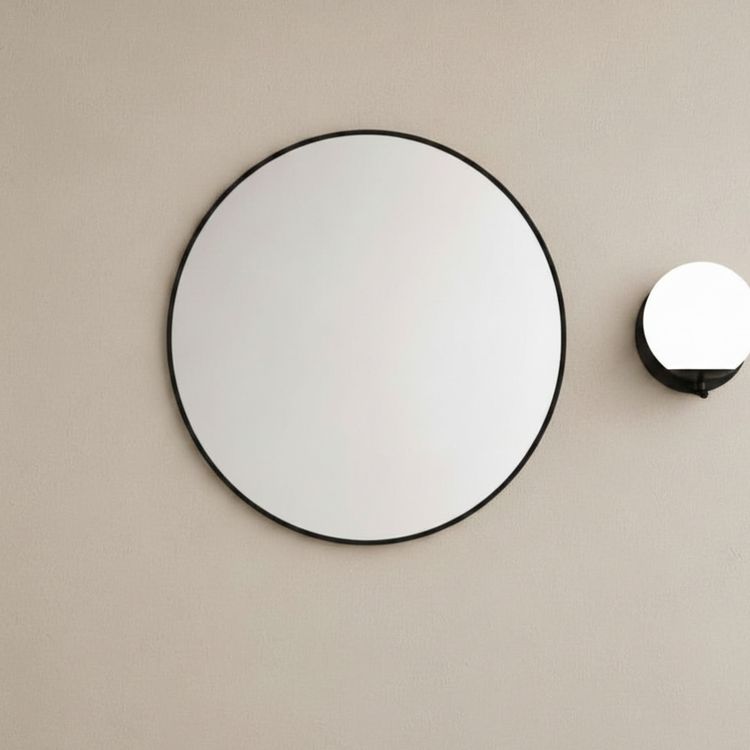 Attica Baia 700mm Matte Black Premium Framed Round Mirror 1011706