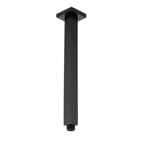 Zevio / Oskar  300mm Matte Black Ceiling Shower Arm Square