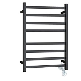Oskar / Zevio  Matte Black 8 Bar Square Heated Towel Ladder -   Right Inlet