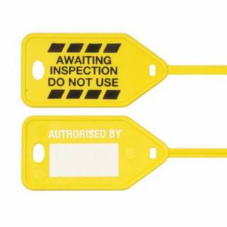 KEVRON WARNING SAFETY TAGS - YELLOW  (BAG 25)