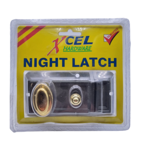 XCEL RIM NIGHTLATCH WITH PB CYLINDER GREY BLACK BODY