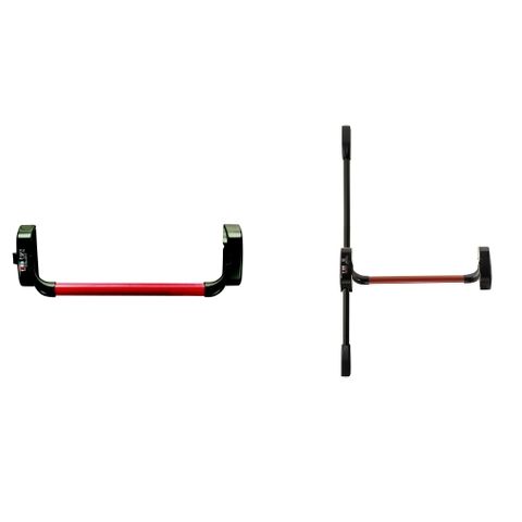 ISEO PANIC BAR EXIT DEVICE 1+2 DOUBLE DOOR RED / BLACK 1300