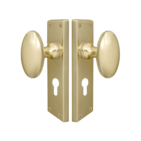 SQUARE LONGPLATE WITH EURO KEYHOLE & OVAL KNOB PB